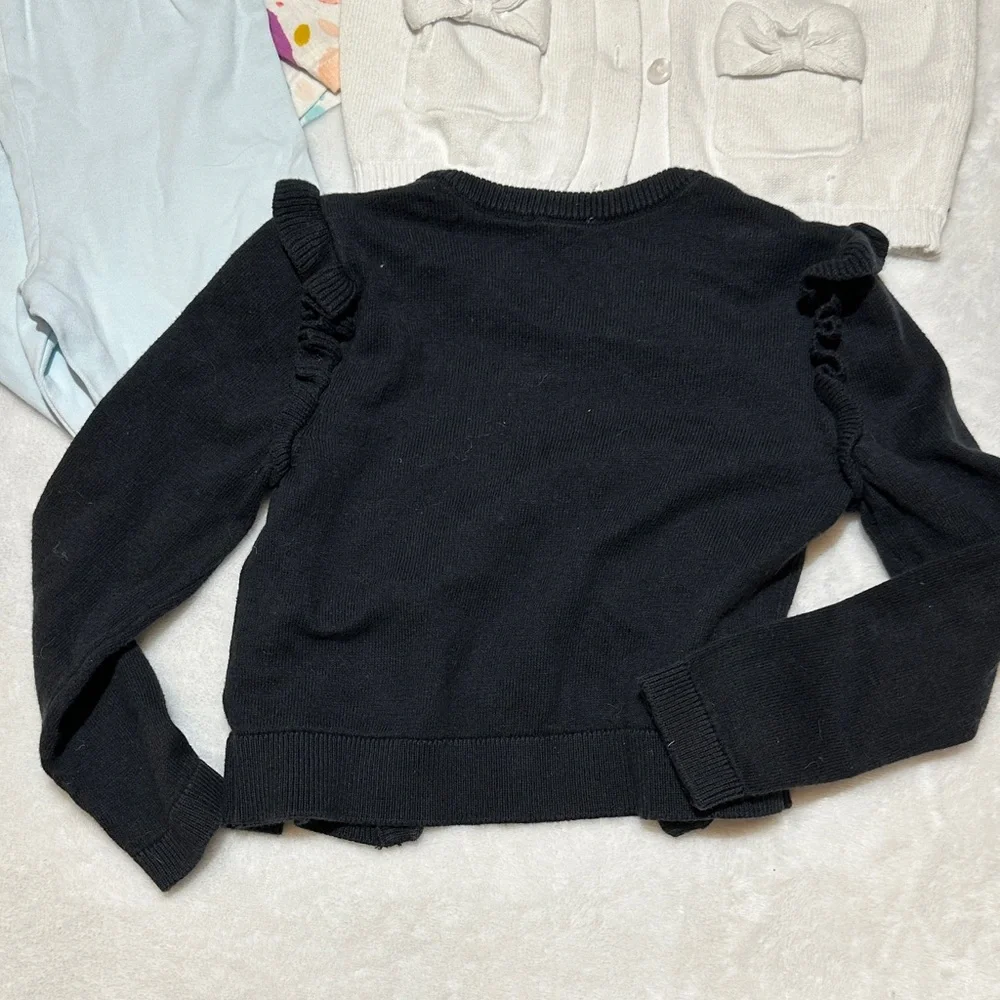 NWOT abstract top & pima leggings EUC black & white cardigan 2t